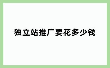 独立站推广要花多少钱