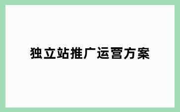 独立站推广运营方案