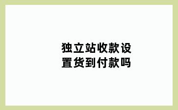 独立站收款设置货到付款吗