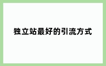 独立站最好的引流方式
