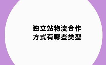独立站物流合作方式有哪些类型