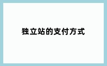 独立站的支付方式