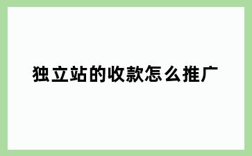 独立站的收款怎么推广