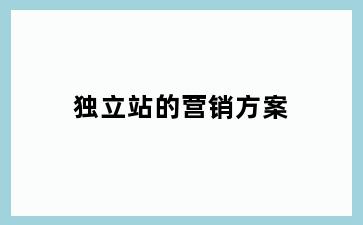 独立站的营销方案