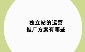 独立站的运营推广方案有哪些