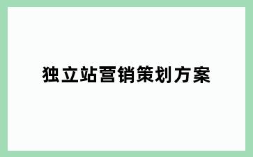 独立站营销策划方案