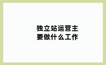 独立站运营主要做什么工作