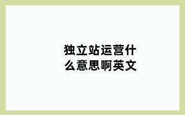 独立站运营什么意思啊英文