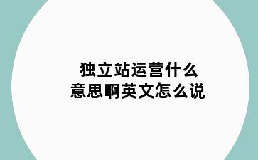 独立站运营什么意思啊英文怎么说
