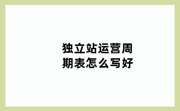 独立站运营周期表怎么写好