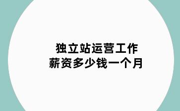 独立站运营工作薪资多少钱一个月