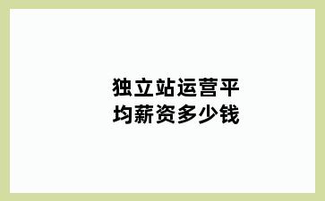 独立站运营平均薪资多少钱