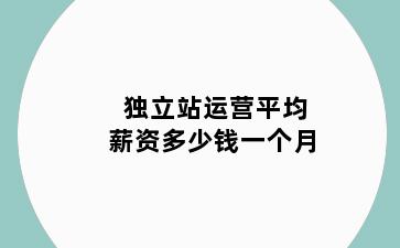 独立站运营平均薪资多少钱一个月