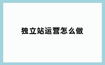 独立站运营怎么做