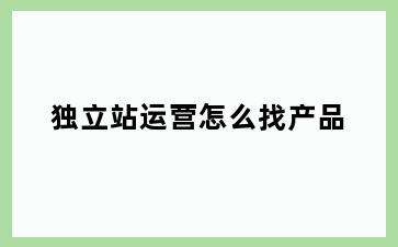独立站运营怎么找产品