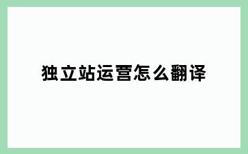 独立站运营怎么翻译