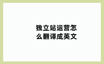 独立站运营怎么翻译成英文
