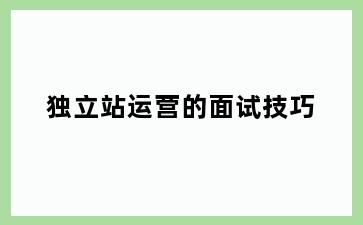 独立站运营的面试技巧