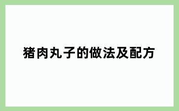 猪肉丸子的做法及配方