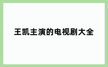 王凯主演的电视剧大全