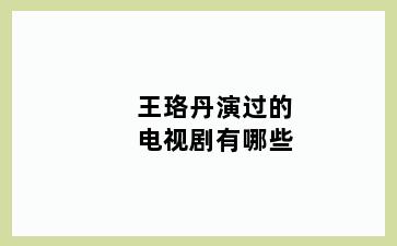王珞丹演过的电视剧有哪些