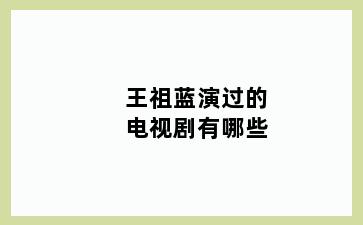 王祖蓝演过的电视剧有哪些
