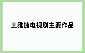王雅捷电视剧主要作品