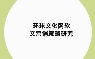 环球文化网软文营销策略研究