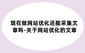 现在做网站优化还能采集文章吗-关于网站优化的文章