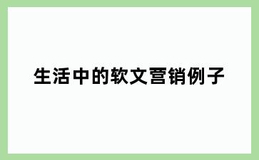 生活中的软文营销例子