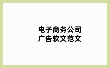 电子商务公司广告软文范文