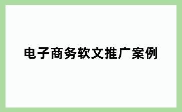 电子商务软文推广案例