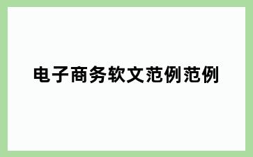 电子商务软文范例范例