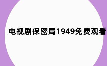 电视剧保密局1949免费观看
