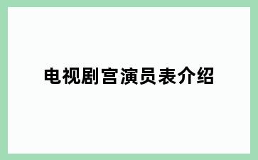 电视剧宫演员表介绍