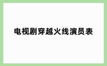 电视剧穿越火线演员表