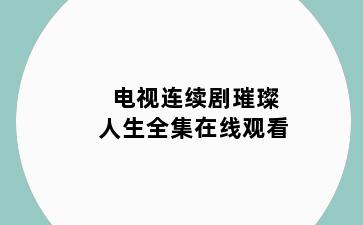 电视连续剧璀璨人生全集在线观看