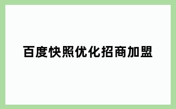 百度快照优化招商加盟
