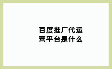 百度推广代运营平台是什么