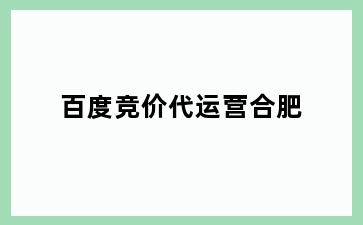 百度竞价代运营合肥