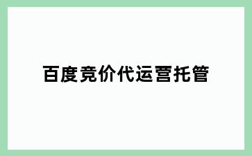 百度竞价代运营托管