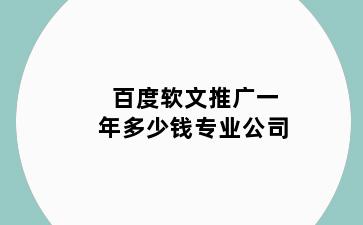 百度软文推广一年多少钱专业公司