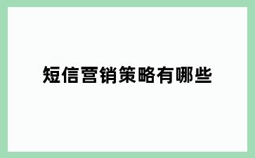 短信营销策略有哪些