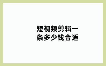 短视频剪辑一条多少钱合适