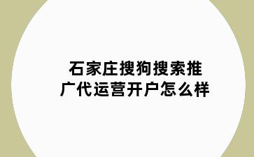 石家庄搜狗搜索推广代运营开户怎么样