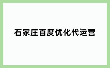 石家庄百度优化代运营