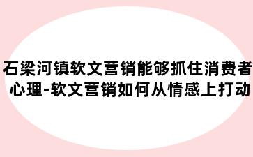 石梁河镇软文营销能够抓住消费者心理-软文营销如何从情感上打动用户