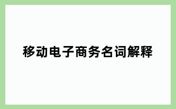 移动电子商务名词解释