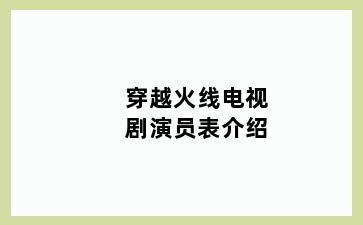 穿越火线电视剧演员表介绍