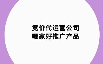 竞价代运营公司哪家好推广产品